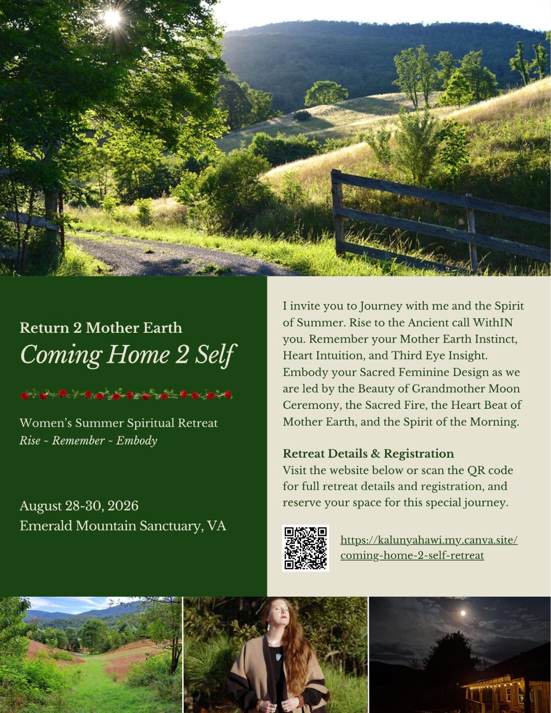 Flyer for 2026 Women's Summer Spiritual Retreat with Kalunyahawi Traveler